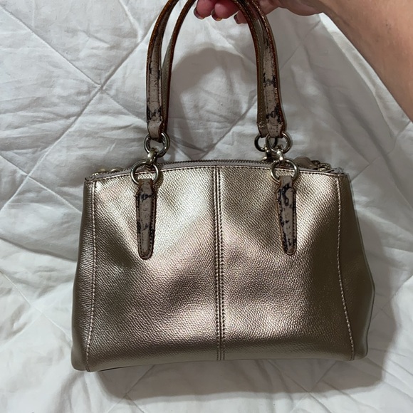 Coach Mini Christie metallic with snake embossed satchel strap carry all - Picture 5 of 16